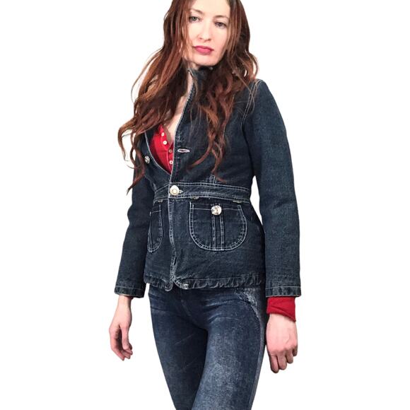 Vintage 90's Sherpa Lined Denim Button Front Jean Jacket Size XS/S - Picture 3 of 11